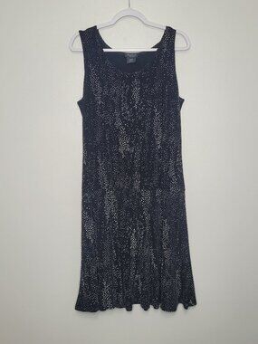 West End black cream dot print stretch slinky flirty pull over dress size xlp